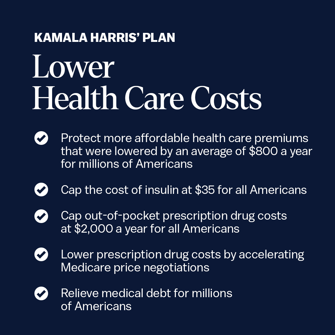 KamalaHarris's tweet photo. We will continue taking important steps to lower the cost of health care. https://t.co/blHCg19u1U