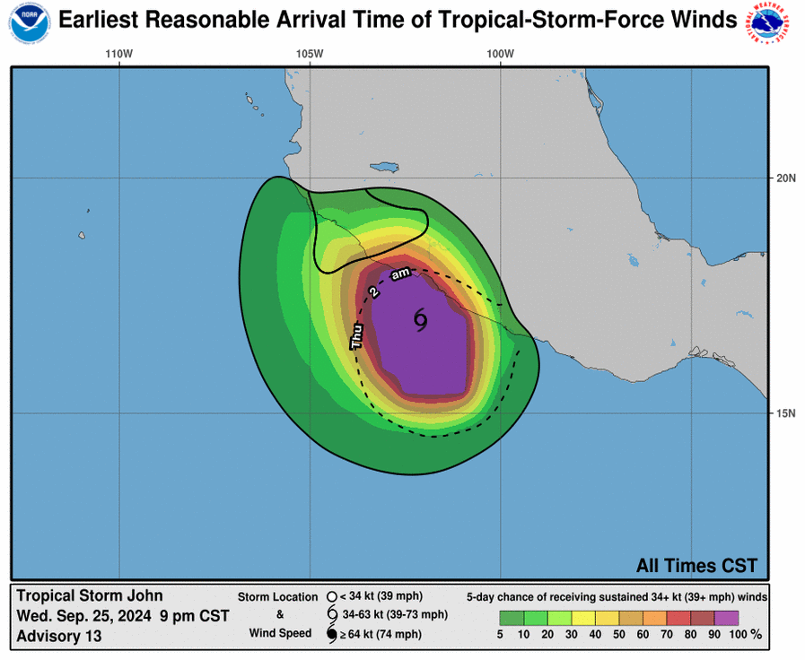 LimWeather's tweet photo. 65mph #TropicalStorm #John to landfall in W #Guerrero/#Jalisco,#Mexico esp W of #Acapulco as 90mph C1 #Hurricane or even C2!
ALL Interests there should begin preps now!
#HurricaneSeason2024 #Hurricaneseason #WxX #Wxtwitter #tropicswx #HurricaneJohn #TropicalstormJohn https://t.co/wCjP5wzd47