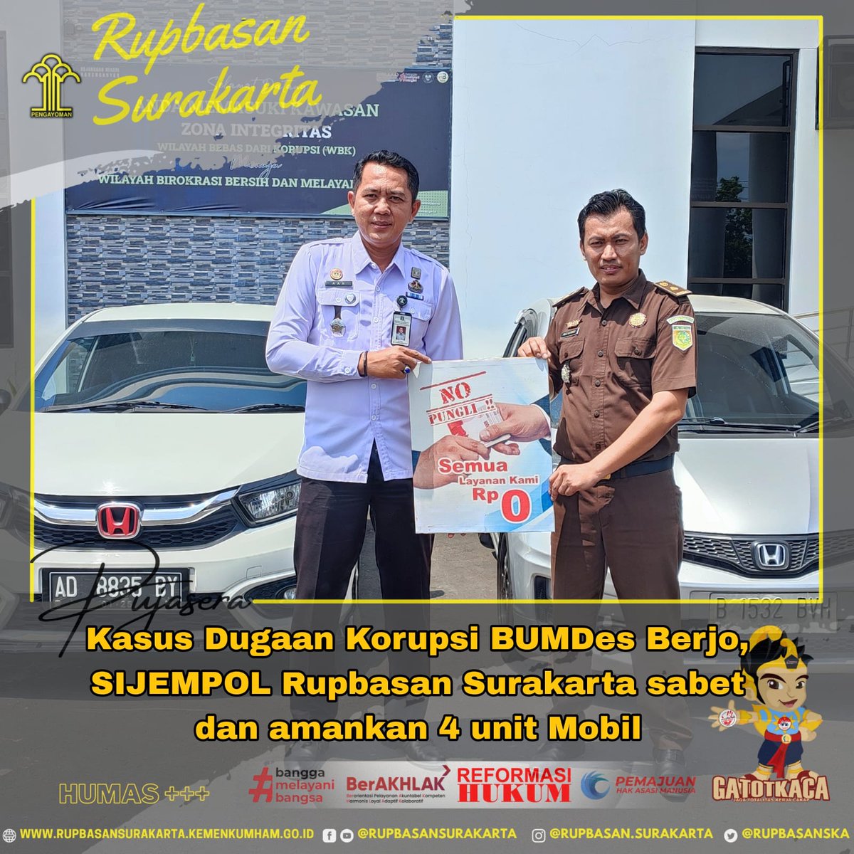 rupbasanska's tweet photo. Salam Bersahaja Slur! Mimin kemarin (25/09) dapat titipan 4 Unit Mobil dari Kasus Tipikor yang ditangani @kejaksaannegerikaranganyar nih, pokoke aman dikita sih dan semoga cepat beres yak

Maturnuwun like dan commentnya. Dukung kami wujudkan #wbbm2024

#kemenkumham#asn #berakhlak https://t.co/yRWQewk9pj