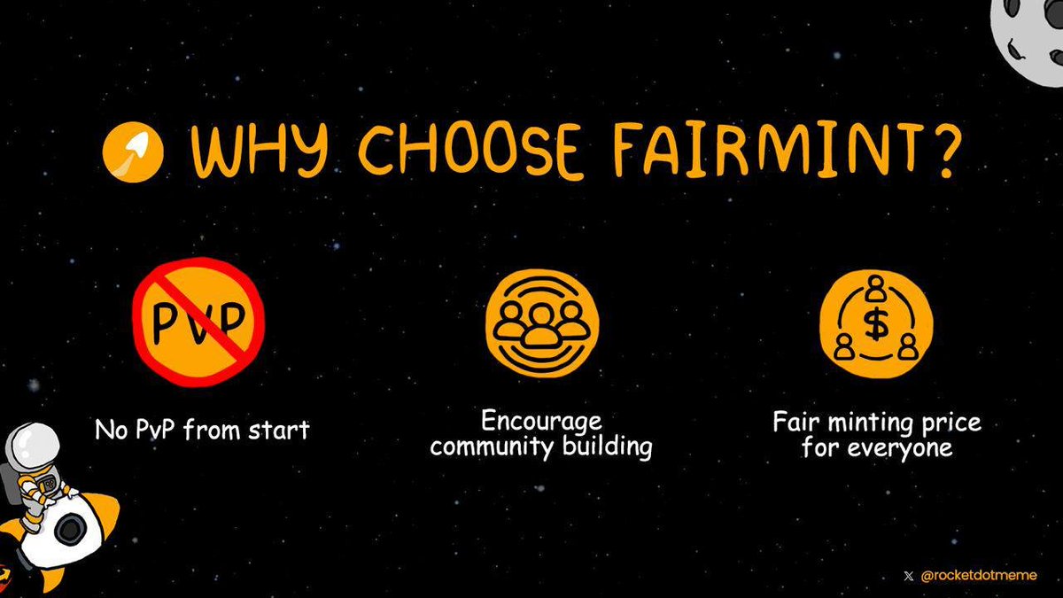 WHY USE FAIRMINT?

Meme coins and bonding curves has been the trend for a quite long time, so why we choose FairMint mechanism for Rocket?

- No PvP from start. Bonding curve mechanism is a PvP arena from the very first second, and it’s only benefits the platform and community
