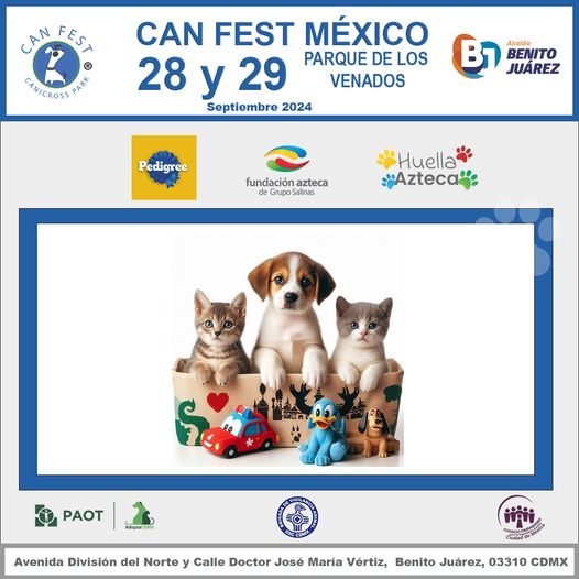 #canfestVe con tu familia y peludito   28 Y 29 septiembre 📍Parque de los Venados. 📷 11:00 hrs. SERVICIOS GRATUITOS: 📷 Esterilizaciones felinas y caninas 📷 Vacuna antirrábica felina y canina 📷 Adopción ✂️🐾