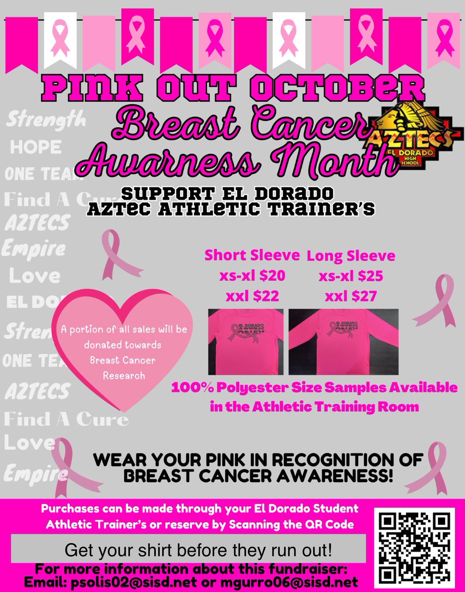 Don’t miss your opportunity to purchase your Aztec Pink shirt.  <a href="/EDAztecs_HS/">Venessa Betancourt</a> <a href="/ELDO_FB/">Aztecs Football</a> #AztecEmpire <a href="/SarinanaEDHS/">Jacob Sarinana</a> <a href="/ELDOStuCo/">EDHS Student Council</a> @ELDO_