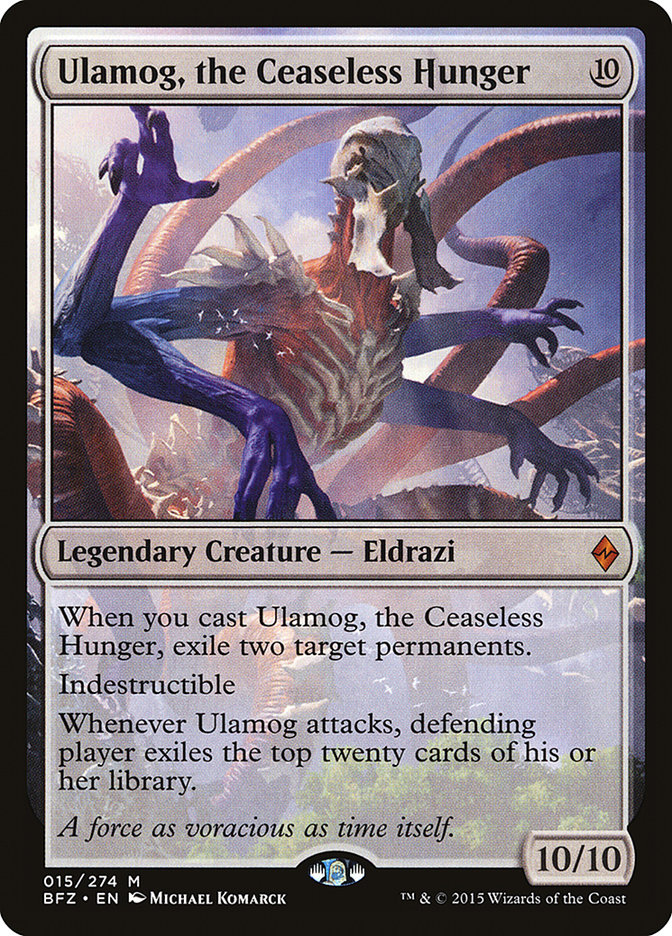 🎊Epic #MTG #GIVEAWAY Alert🎊 

Add Ulamog, the Ceaseless Hunger to your collection! 🔥

Here’s how to enter:
1️⃣  Like this post  ❤️
2️⃣  Retweet this post  🔁
3️⃣  Follow us <a href="/MtgPicks/">MTGPicks</a>🧙‍♂️

Entries close Oct 2nd 5:30 EST! 

Upgrade your deck on us! #BigEldrazi #TCG #Indestructible