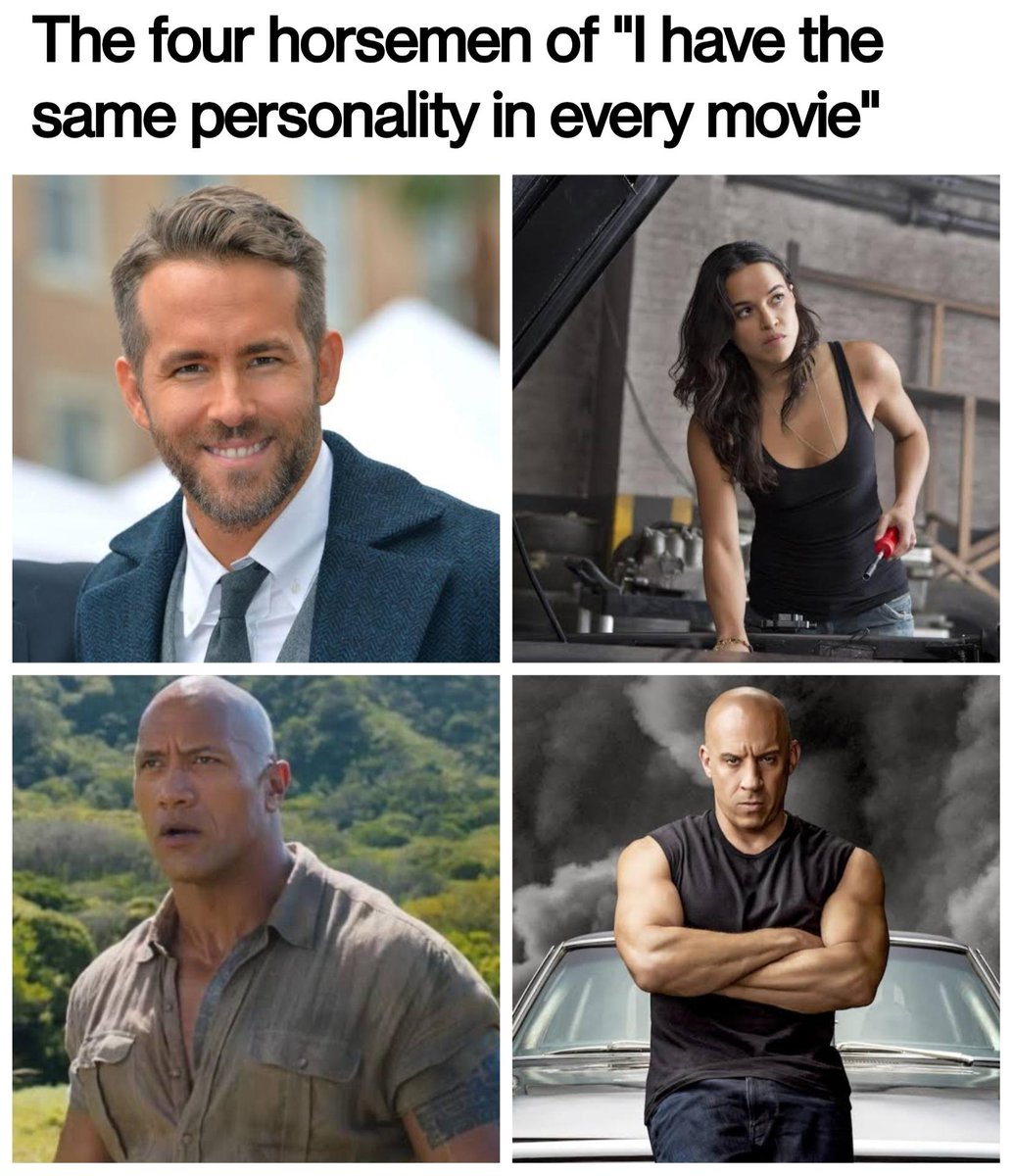 buggedspace's tweet photo. What other actor comes to mind?  

#movies #ryanrenolds #deadpool #marvel #wolverine #therock #wwe #dwaynejohnson #fastandfurious #vindiesel #fastandfurious  #fast #michellerodriguez https://t.co/DB9dS9w0nK