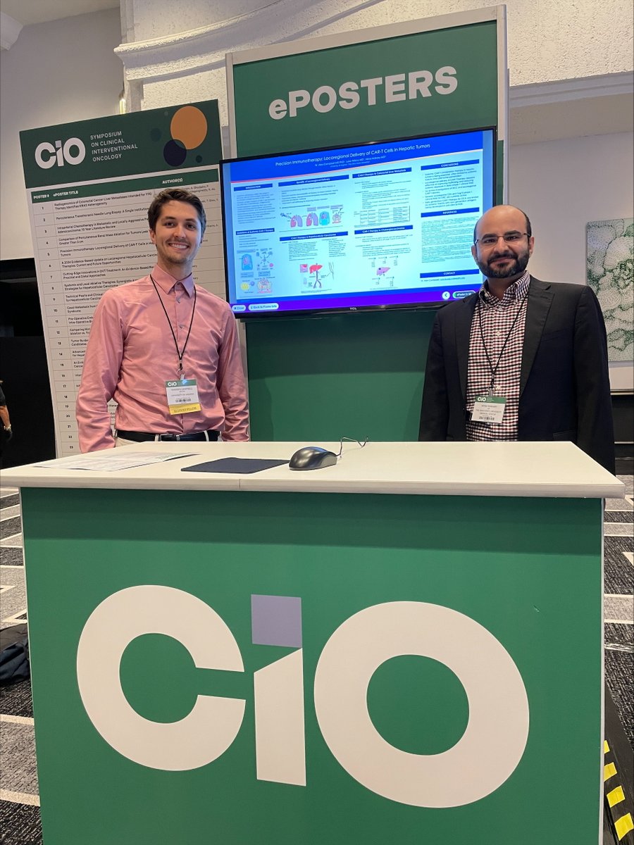 Drwacisback's tweet image. Had a great time at CIO! Met some great physicians and excited to see @MinaMakaryMD there and learn about all his other great research projects. Got to share this poster about exciting research in locoregional immunotherapy to treat hepatic tumors.