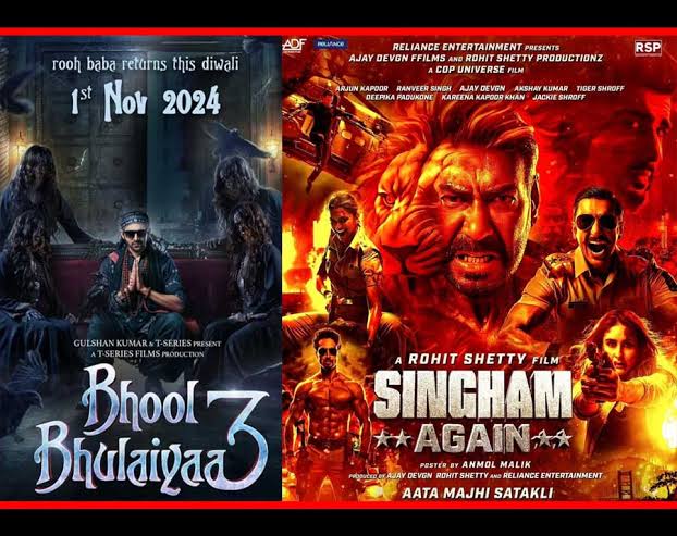 There are 3 possible scenarios for the clash between #SinghamAgain and #BhoolBhulaiyaa3:

1. If both movies are well made:

BB3: 150-200 cr

SA: 250-300 cr

2. If SA is better than BB3:

BB3: 100-125 cr

SA: 350-400 cr

3. If BB3 is better than SA

BB3: 200-250 

SA: 200-250