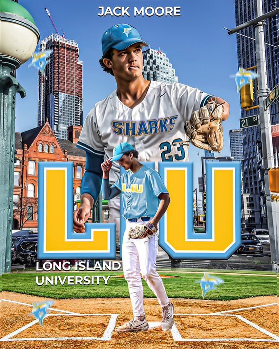 I’m excited to announce my commitment to play Division 1 baseball at Long Island University. Thankyou to Coach Parillo, Coach Capps and the rest of the LIU staff for giving me this opportunity. Go sharks! 🦈 #finsup