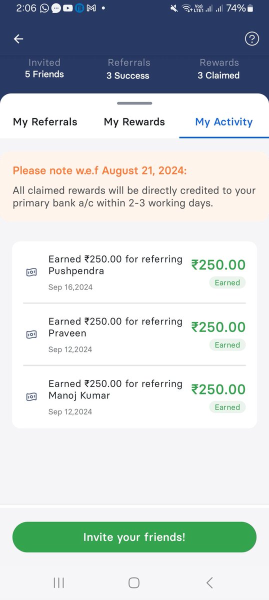 mrhacks1012's tweet photo. @INDmoneyApp @INDstocksApp 
Subject: Reward Credit Issue for Referral Program 
Dear IndMoney Support Team,
I'm writing to report an issue with my referral reward credit.  
Account Details:
Name: jaydeep
Email ID: mrhacks1012@gmail.com
Phone Number: 6397075715
Amount:750 https://t.co/ymj7kVnPAk