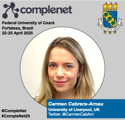 CompleNet's tweet image. We are happy to announce our first keynote speaker of 2025. @CarmenCabArn from the @LivUni will be joining us in Fortaleza, Brazil. Send your contributions using this link: cmt3.research.microsoft.com/CompleNet2025