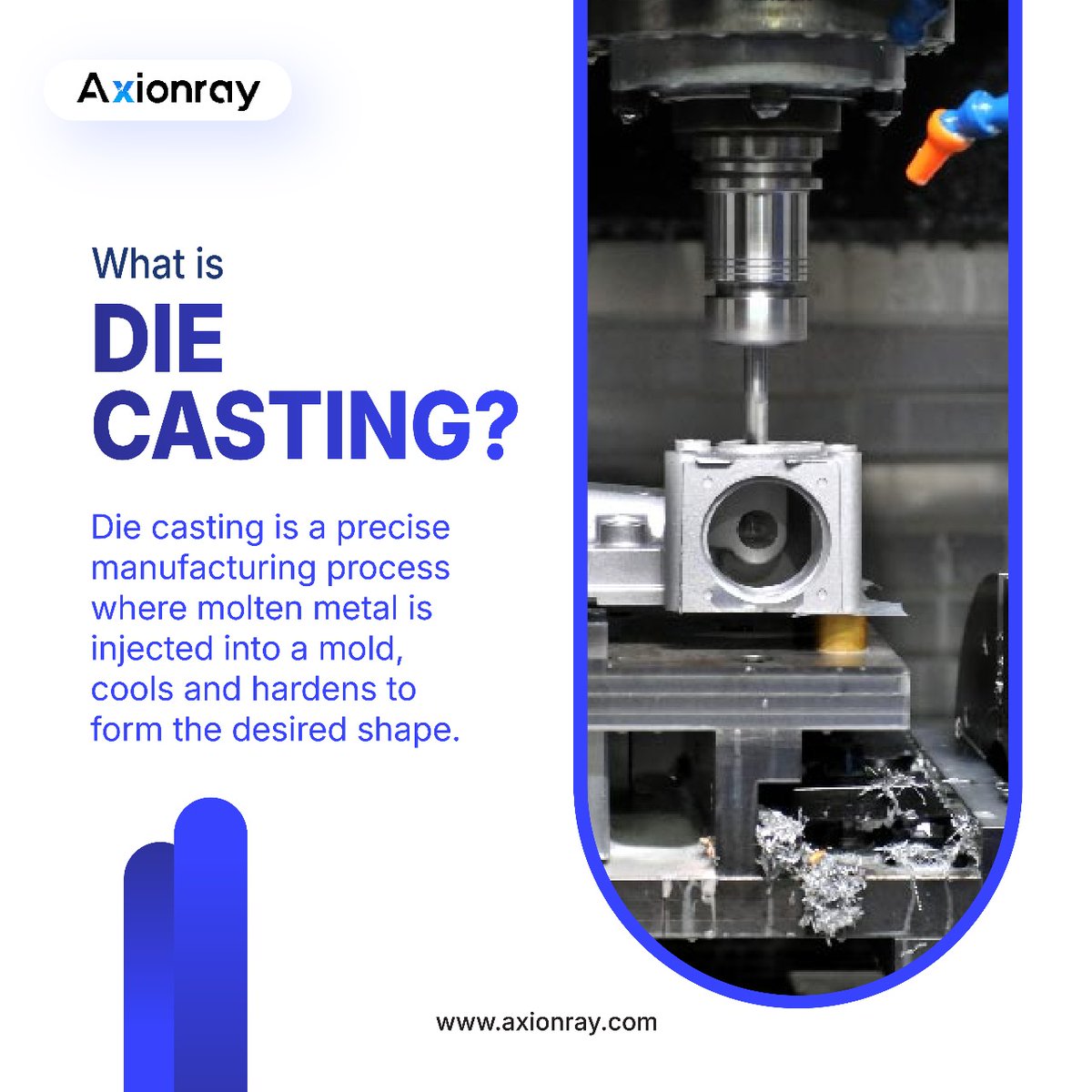 axionray_india's tweet image. Die casting is a metal casting process often used to create high-quality, durable parts for use in various applications. Die casting may be the perfect choice for businesses if you’re looking for a manufacturing process. 

#PrecisionProcessing #Manufacturing #DieCasting #Axionray