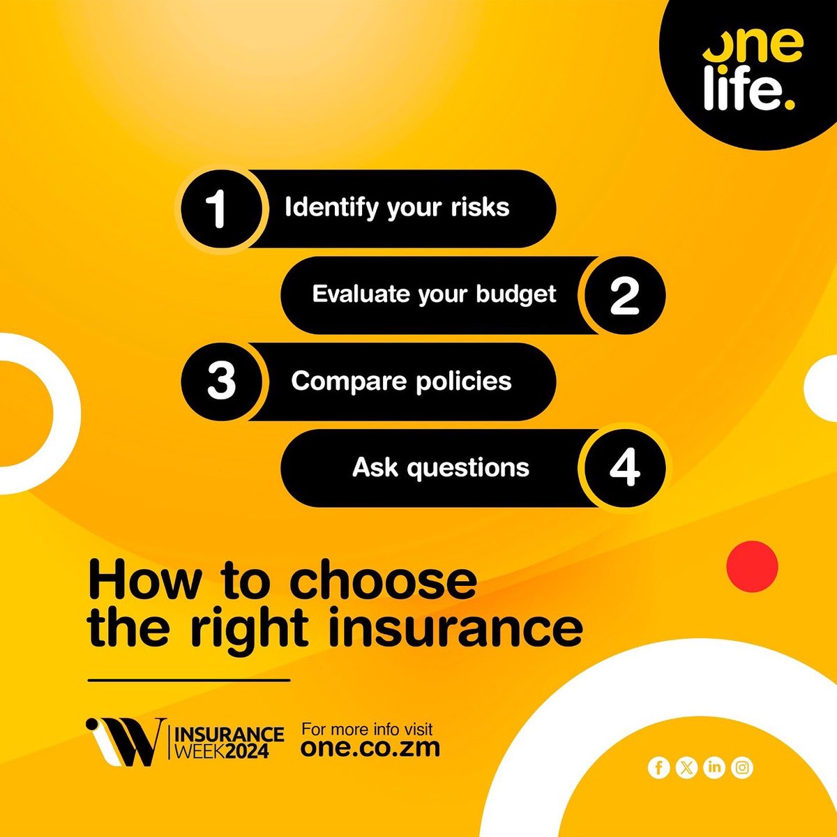 OneLife_ZM's tweet image. Smart protection, secure future—choose the right insurance today with OneLife Assurance!

Visit one.co.zm for more information!

#besureinsure #insuranceweek2024  #zambia
