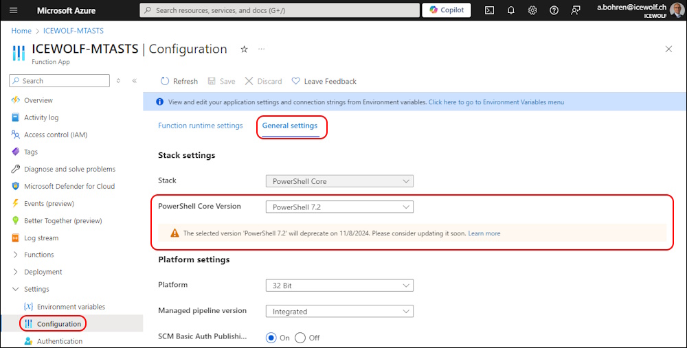 andresbohren's tweet image. 🚨Did you notice that #Azure #FunctionApp #PowerShell 7.2 retiring 8 November 2024.
📣Read my #Blog Article how to upgrade with #AZ PowerShell
bit.ly/4doq40t