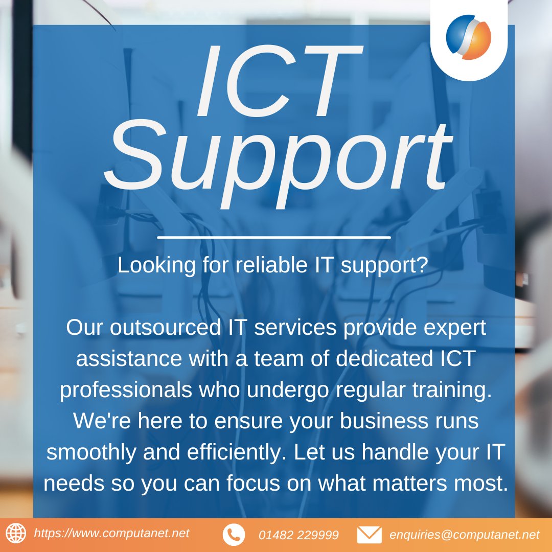 ComputanetMSP's tweet image. Here at Computanet we offer Managed IT Support this means we monitor, report, improve, maintain and much more!
Want to know how this will benefit your business, IT and improve your productivity - Talk to us today on 01482 229 999
#Computanet #ITsupport #ManagedIT #Technology