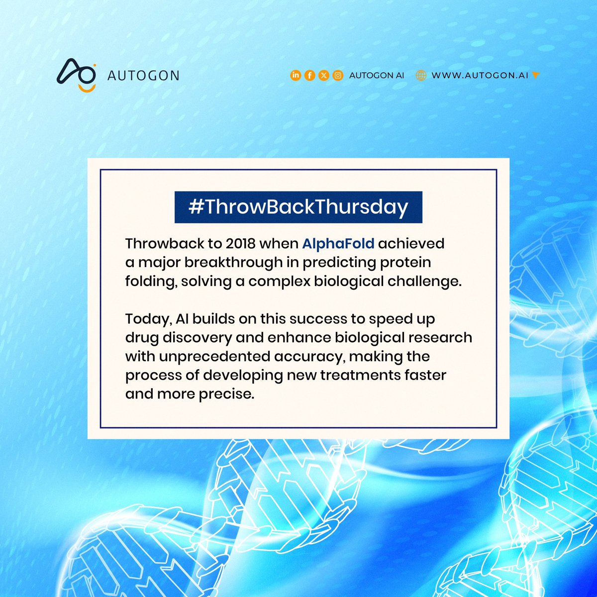 Autogon_AI's tweet image. Do you remember the gamechanging moment in 2018 when AlphaFold solved one of biology’s toughest Challenges?Today, AI is accelerating drug discovery and transforming biological research with incredible precision

#AlphaFold #AIinBiotech #DrugDiscovery #HealthTech #FutureOfMedicine
