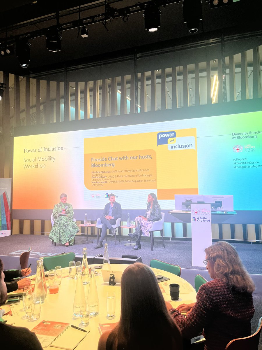 Our 4th #POWEROFINCLUSION workshop begins! An #inclusive hiring chat w/<a href="/Bloomberg/">Bloomberg</a> experts moderator Manisha Mehrotra, EMEA Head of Diversity &amp; Inclusion, Bertrand Bailly, APAC &amp; EMEA Talent Acquisition Manager &amp; Yamiley Joseph, Talent Acquisition Team Lead.

#ChangeStartsTogether