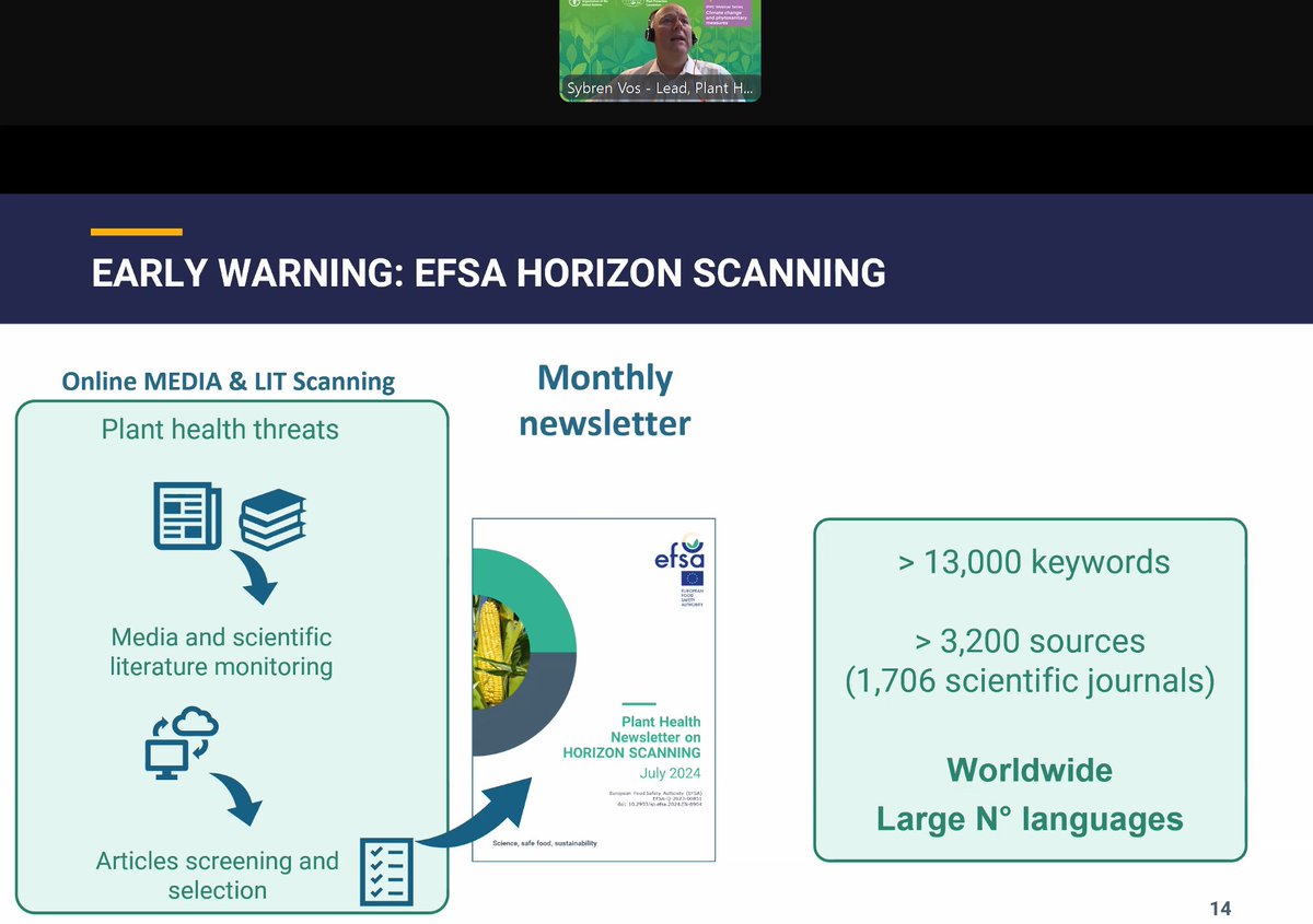 #HappeningNow the presentation by our colleague Sybren Vos about  <a href="/EFSA_EU/">EFSA</a> activity in support to preparation of #riskmanagers in the field of #PlantHealth

#earlywarning
#riskassessment
#prioritization
#horizonscanning