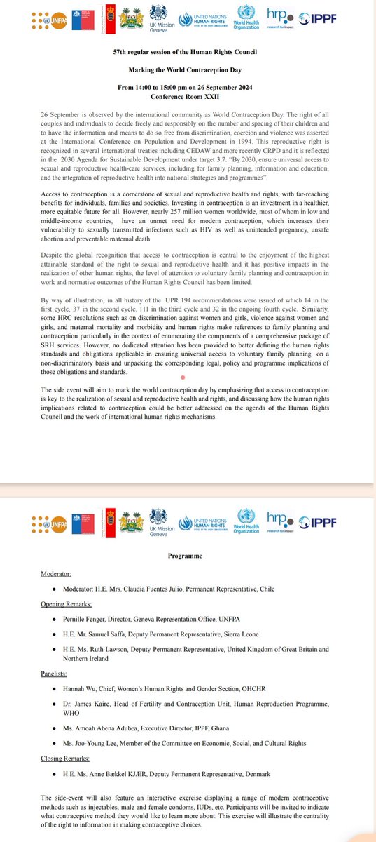 Happening today on the sidelines of the 57th Regular Session of the Human Rights Council #WCD #UHC