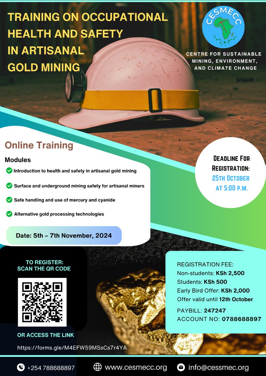 cesmecc's tweet photo. As promised, we have reduced the application fee. Trainers have already been engaged. Let's take advantage of the offer given. @MMPEJKUAT @aweik_ke @MineKenya @mining_MESK @Mining_Zimbabwe @Environment_Ke @KwaleMining @psmining_ke https://t.co/8gIH3Urbou