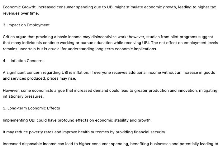 ChrisLeJeune44's tweet image. Conversations with a computer, part 7:

Can the United States afford to provide every American with a basic income without harming its economy?

AI response:

#UniversalBasicIncome 
#SolutionsToPoverty 
#EconomicInequality 
#EconomicImpact 
#Opportunity 
#Affordability
