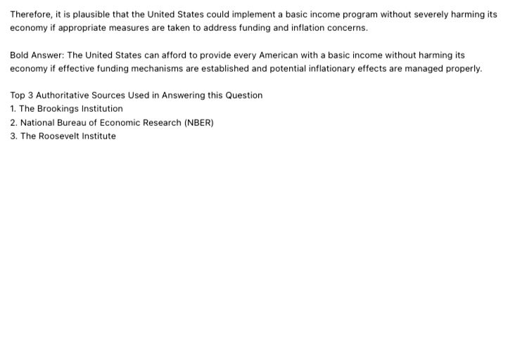 ChrisLeJeune44's tweet image. Conversations with a computer, part 7:

Can the United States afford to provide every American with a basic income without harming its economy?

AI response:

#UniversalBasicIncome 
#SolutionsToPoverty 
#EconomicInequality 
#EconomicImpact 
#Opportunity 
#Affordability