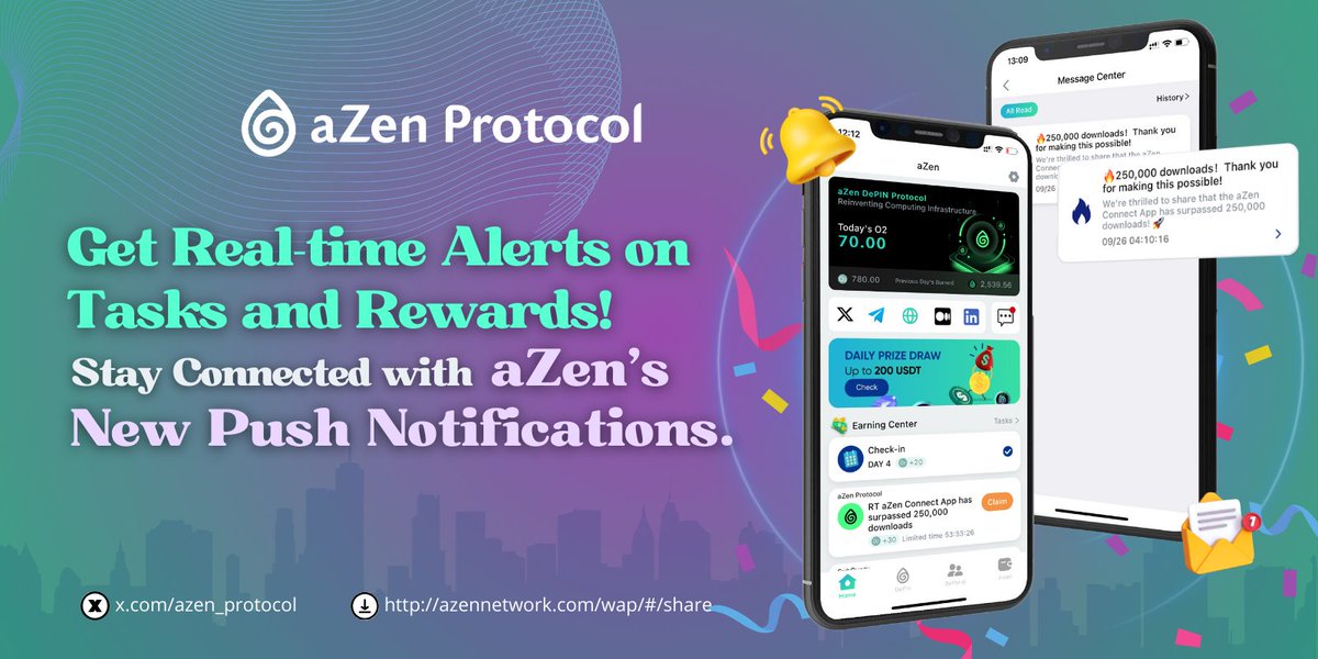 azen_protocol's tweet image. 🌟 Exciting New Feature Alert! 🚀

Our team is making strides, and the countdown to our TGE is officially on! ⏳ We’re thrilled to announce the launch of a brand-new push notification feature on the aZen app. 📲

Stay updated with instant alerts for daily tasks, rewards, and…