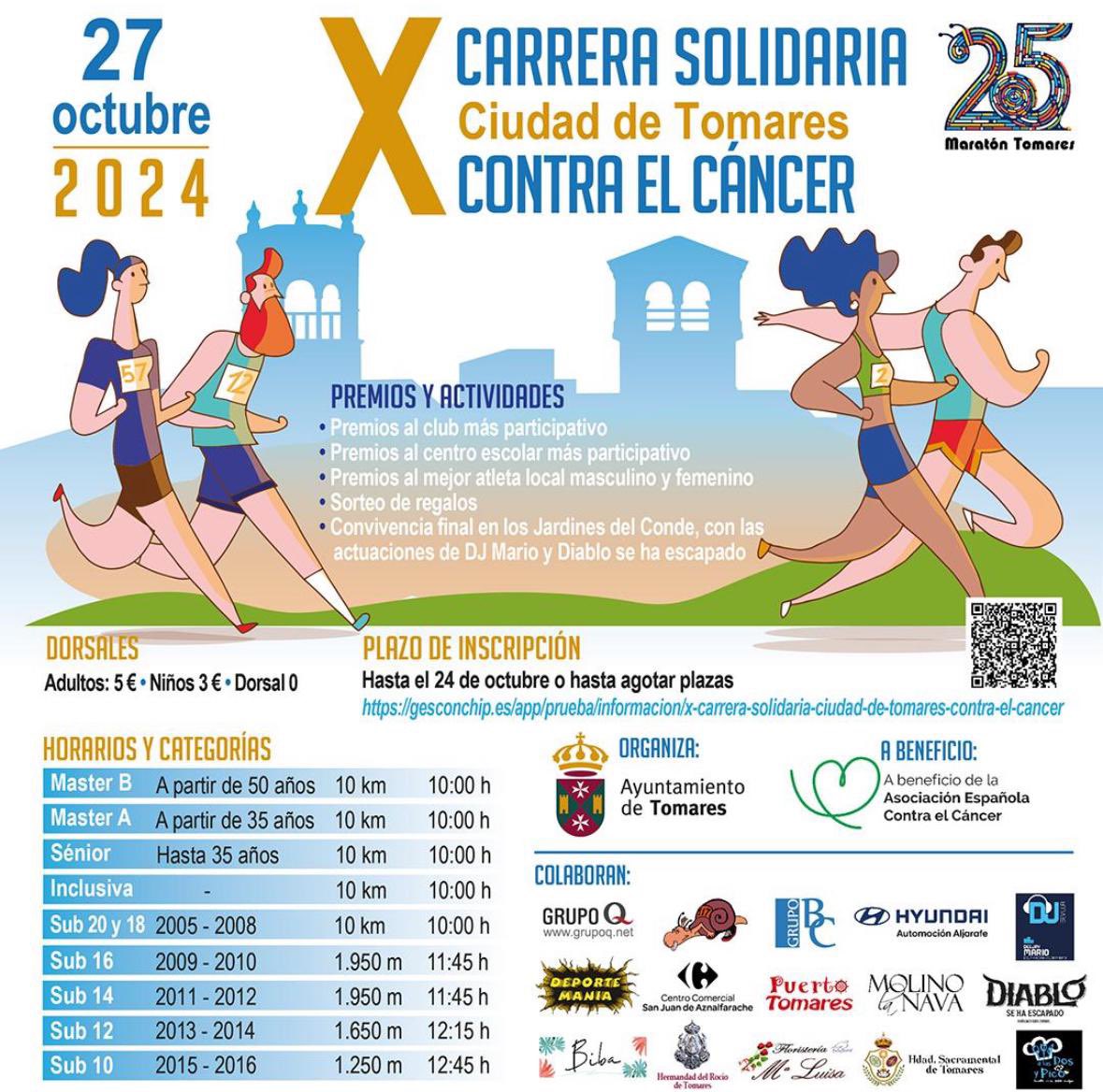 Mira este cartel, no pases de largo, y si puedes, apúntate!!. Tb hay Dorsal 0. La investigación contra el #cáncer no puede parar porque la vida de muchos que tú y yo conocemos depende de ella. 💚💚El 27 de octubre, tod@s a #Tomares 👉🏻gesconchip.es/app/prueba/inf…
