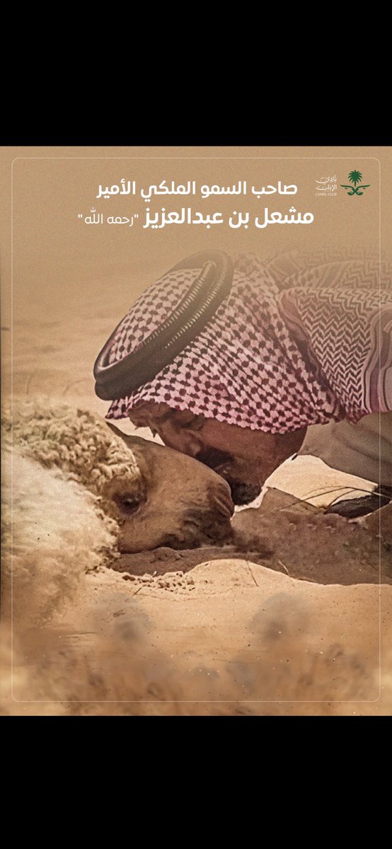 <a href="/F_BinHithleen/">فهد بن حثلين</a> البل جزء من ورثنـا واللي على الصوره دليل 
أميرنا مشعل يقبّل خشمها الله يرحمه 
.
وحنا على دربه نقبّل بالعزوم المستحيل  
لين أصبحت موروث لأجيالٍ تسطّر ملحمه

الشاعرة رواسي العتيبي