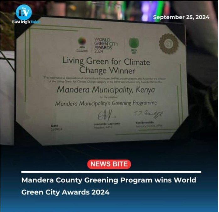 Proud to see the Mandera Municipality Greening Programme—a community-led initiative transforming a dusty town in northern Kenya into a thriving green oasis—win the World Green City Awards 2024 for Living Green for Climate Change.

With over 20,000 trees planted and nurtured by a
