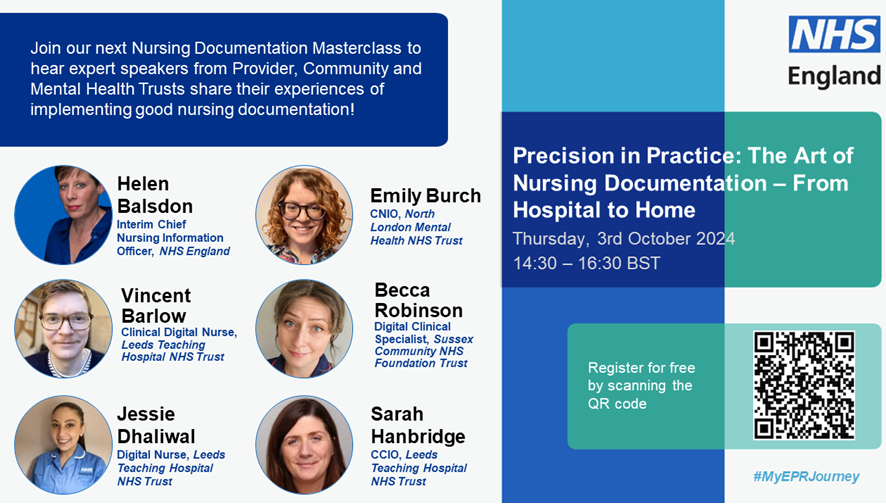 🚨One week to go until the second Nursing Documentation Masterclass!

For nurse/midwife decision makers and those involved in the standardising documentation across community, provider and mental health trusts.

Find out more:
events.teams.microsoft.com/event/77247dcf…