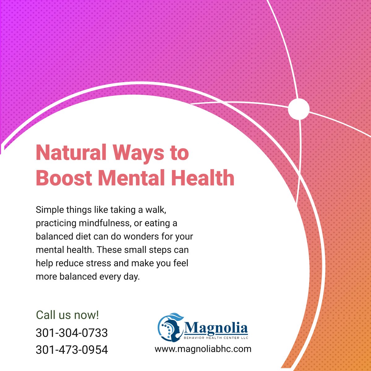 magnoliabhcllc's tweet image. Why not give these natural approaches a try? Magnolia Behavior Health Center LLC is here to support you in every way possible. Let’s work together to boost your mental well-being! 

#FrederickMaryland #BehavioralHealthCenter #NaturalMethods