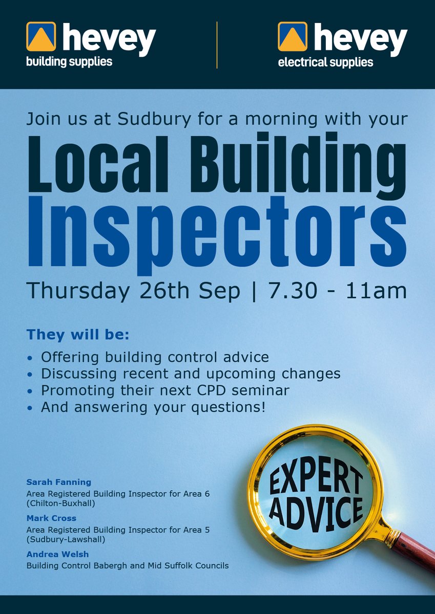Come by the #Sudbury branch this morning to meet with local building inspectors and get #expertadvice! 

#buildingsupplies #hevey #questions #buildersmerchants #buildinginspectors