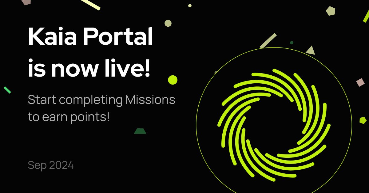 KaiaChain's tweet photo. 🟩 Kaia Portal Epoch 1 has officially begun!

💰 Total Reward Pool: Up to 50M KAIA
🗓️ End of Epoch 1: December 25, 2024

📑 The rules are simple:
1. Participate in Missions to earn points
2. Exchange points for tokens later

The more points you collect, the more tokens you earn!

More details in the next post ⬇️