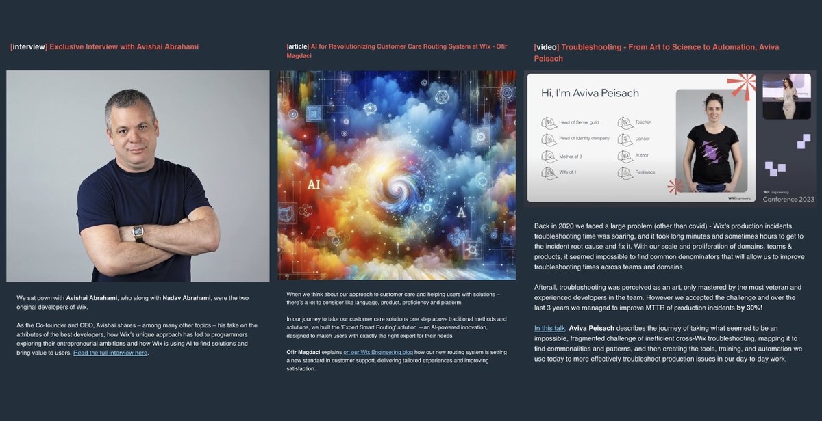 Our 67th newsletter issue is out!

It features an exclusive interview with <a href="/Wix/">Wix</a>'s Co-founder and CEO, <a href="/Avishai_ab/">Avishai Abrahami</a>, a deep-dive article on how our new #AI-based routing system is setting a new standard in customer support (by <a href="/Magdaci/">Ofir Magdaci</a>), our troubleshooting journey (with Aviva