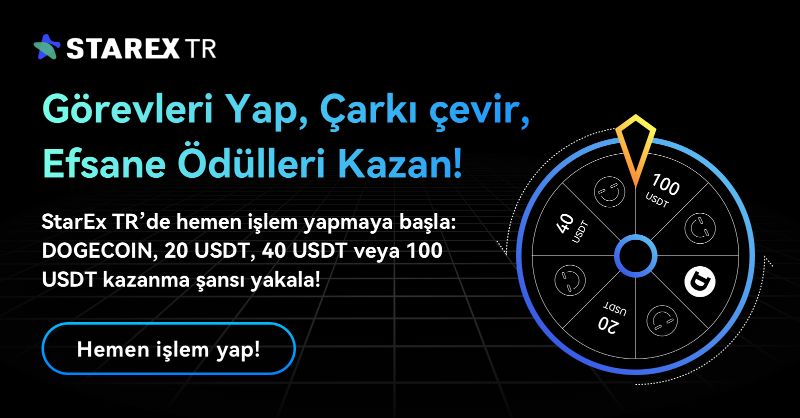 StarexTurkiye's tweet photo. StarEx TR'den Büyük Ödül Etkinliği! 🚀
#StarExTR’de hemen işlem yap, çarkı çevir ve efsane ödülleri kazan! 🏆
🎁 Ödüller: $DOGE, 5, 10, 20, 40 ve 100 $USDT!
Şimdi kazanmaya başla!👇
