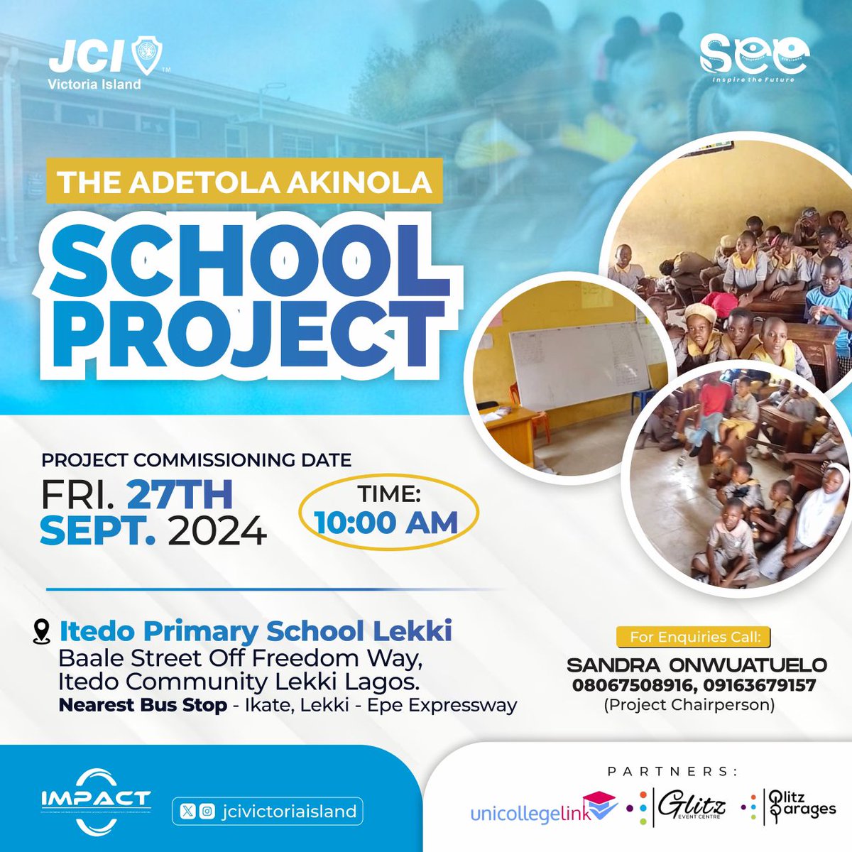 JCI_VI's tweet photo. Join Us tomorrow in Making a Difference!

Your support can make a significant impact in the lives of young learners. With just ₦5,000, you can provide a child with a complete school uniform, including a beret and badge. For ₦7,000, you can donate a quality school bag. https://t.co/6e0zywIRBf