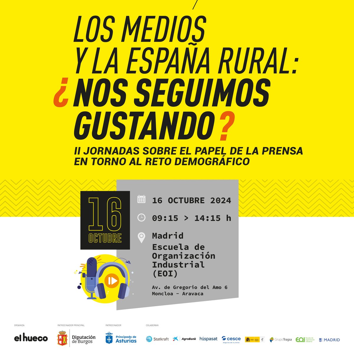 joaquinalcalde's tweet photo. 📆16 de octubre Los medios y la España Rural: ¿Nos seguimos gustando?
📍 Salón de actos de la EOI - Madrid
👉Programa y registro asistentes https://t.co/3gnOMVZ2LV
 #Presura24  https://t.co/iC7Funszq7
#diálogourbanorural #amanecerrural https://t.co/Mm5PPCoJaA