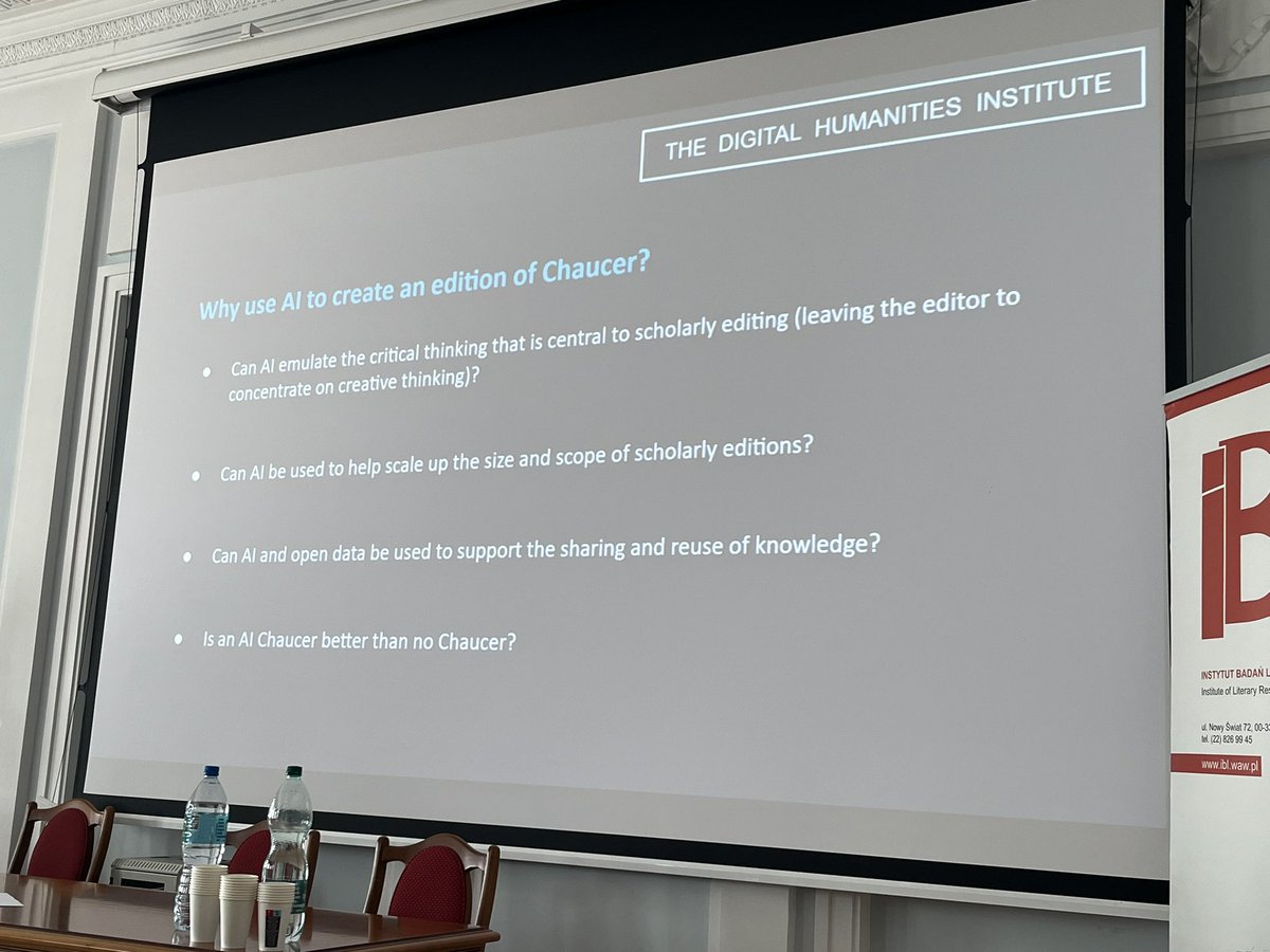 aszen_one's tweet photo. Can #AI emulate the critical thinking that is central to scholarly editing? 

Mike Pidd presents #C21Editions findings on #DSE microcommunities conference in Warsaw

Join the stream on YT: https://t.co/5IUlb0K7uS https://t.co/jF8kVJyuDg