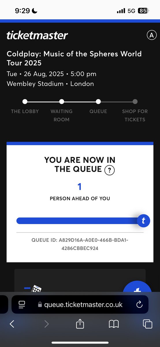 mae220906's tweet photo. surely this isn’t right @TicketmasterUK been in the waiting room since 8.30 finally get through for my #Coldplay2025  tickets and you kick me out to the back of the queue??? devastated @coldplay https://t.co/uKdWbSN9R4