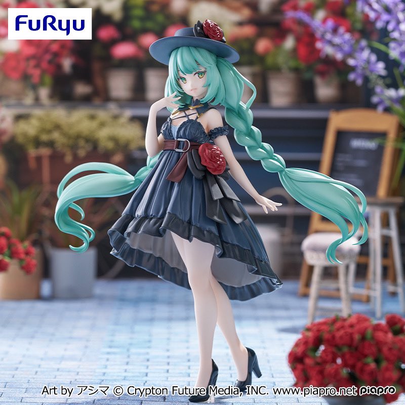 初音ミク 黒ドレスフィギュア イラストレーター 『アシマ』氏が描きおこした 黒を基調としたシックな