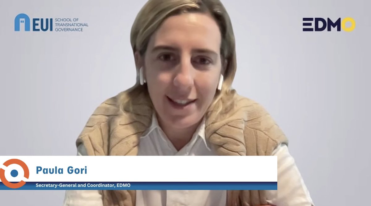 European Digital Media Observatory (@edmo_eui) on Twitter photo "EDMO is currently designing the structure and governance for an independent intermediary body that, once in place, could be a game changer for how researchers can understand how #platforms work", says <a href="/goripaula/">Paula Gori</a> at #DisinfoCon.
🔴 Follow the livestream: disinforadar.com/disinfocon-202… "EDMO is currently designing the structure and governance for an independent intermediary body that, once in place, could be a game changer for how researchers can understand how #platforms work", says <a href="/goripaula/">Paula Gori</a> at #DisinfoCon.
🔴 Follow the livestream: disinforadar.com/disinfocon-202…