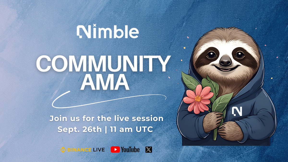 We’re excited to invite you to our upcoming <a href="/Nimble_Network/">Nim.Trade</a>  Community AMA on September 26th at 11 AM UTC!

🔗 Watch Live:
📺 YouTube: youtube.com/watch?v=zCsTCF…

📺 Binance Live: binance.com/en/live/video?…

Don’t miss this opportunity to connect with the team. We look forward to