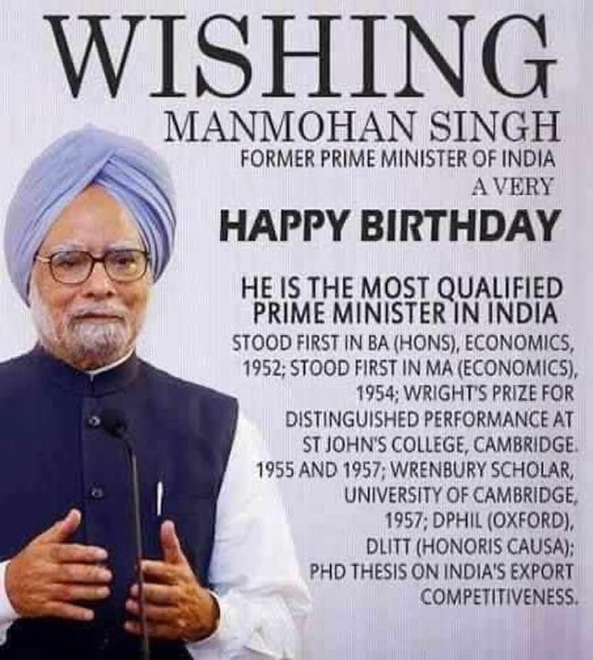 eze9's tweet photo. Heartiest birthday wishes to one of the true living legends &amp; makers of modern India - Dr.Manmohan Singh.

Wishing him a very happy 92nd birthday! https://t.co/9Bwsc6p03S