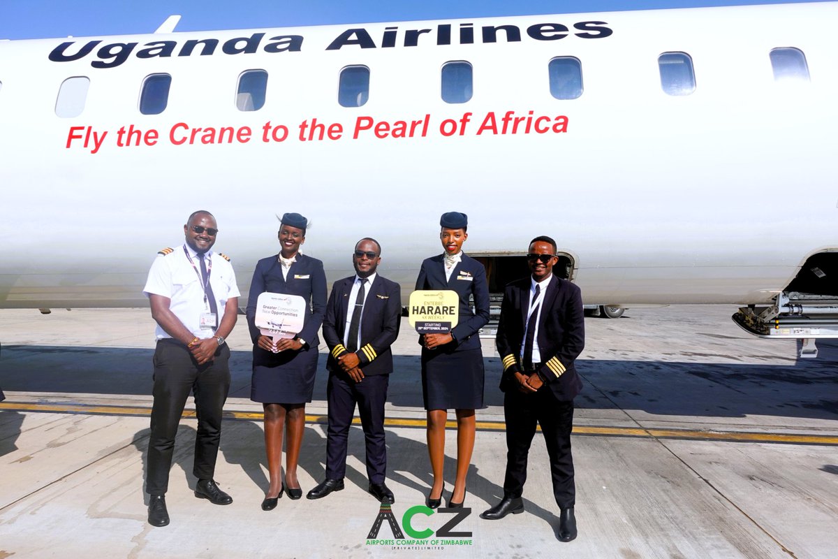 Airports_Zim's tweet photo. Tourism & trade unlocked with the iconic water cannon salute in honour of Uganda Airlines as it rested roost.
The inaugural flight opened curtains to national initiatives such as the Single African Air Travel Market & Open Skies Policy.
#FlightLaunch
#AirportExcellence
#ExploringPossibilities