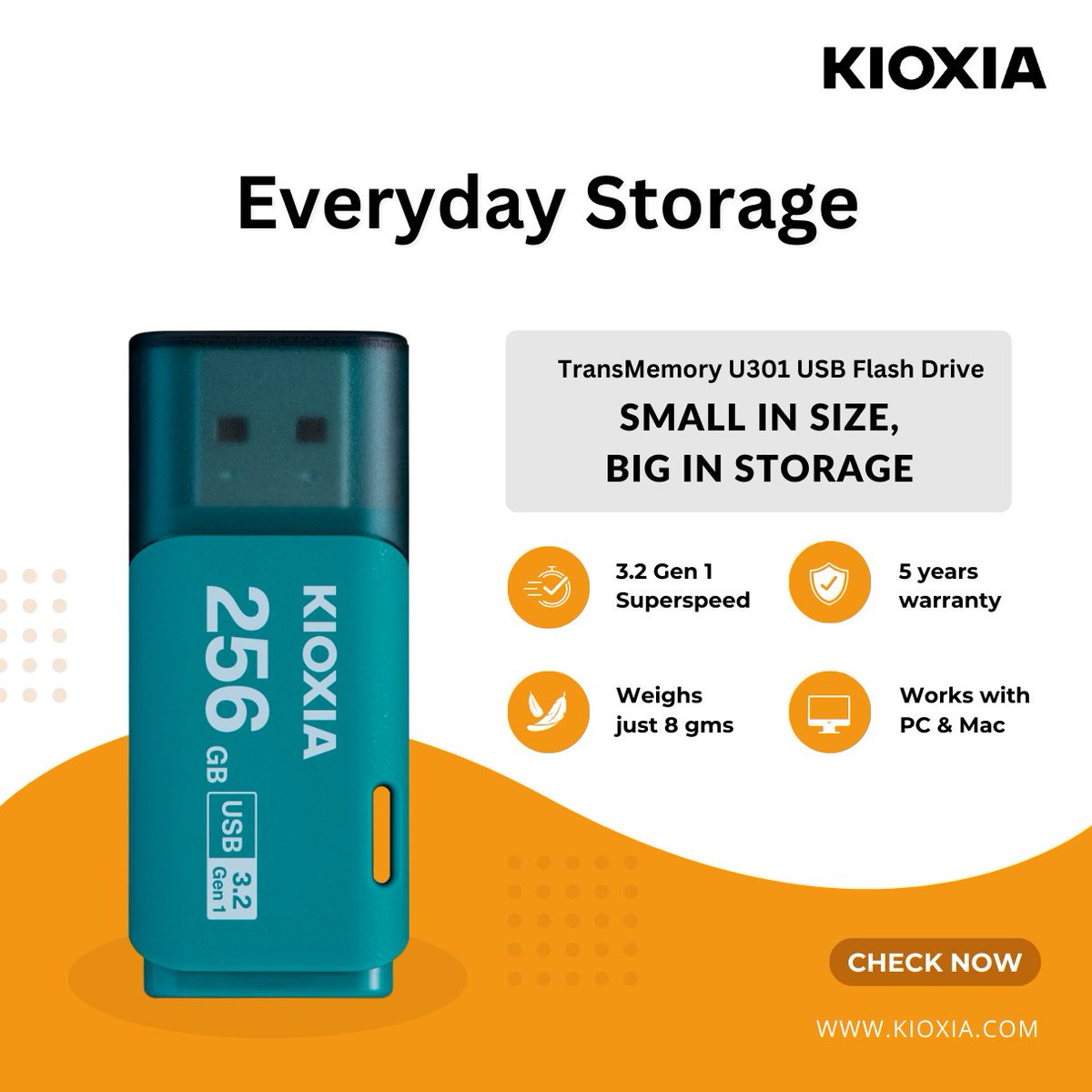 KioxiaAPAC's tweet photo. 🔗 Keep Your Files Close with KIOXIA TransMemory U301! 💼

Looking for a simple, reliable way to store and share your files? The KIOXIA TransMemory U301 #USBFlashDrive is your go-to solution! 

#KIOXIA #PenDrives #DataOnTheGo #FileSharing https://t.co/8vdqB7S94a