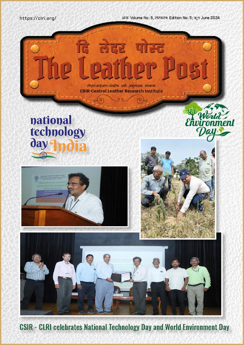CSIR-CLRI (@clriindia) on Twitter photo #clrileatherpost <a href="/clriindia/">CSIR-CLRI</a>
e-Magazine: The Leather Post - June 2024
clri.org/docs/2022/news…
<a href="/CSIR_IND/">CSIR, India</a> <a href="/kjsreeram/">K J Sreeram</a> <a href="/cle_india/">CLE INDIA</a> <a href="/leatherssc/">Leather SSC</a> <a href="/DrNKalaiselvi/">N Kalaiselvi</a> #clrileatherpost <a href="/clriindia/">CSIR-CLRI</a>
e-Magazine: The Leather Post - June 2024
clri.org/docs/2022/news…
<a href="/CSIR_IND/">CSIR, India</a> <a href="/kjsreeram/">K J Sreeram</a> <a href="/cle_india/">CLE INDIA</a> <a href="/leatherssc/">Leather SSC</a> <a href="/DrNKalaiselvi/">N Kalaiselvi</a>