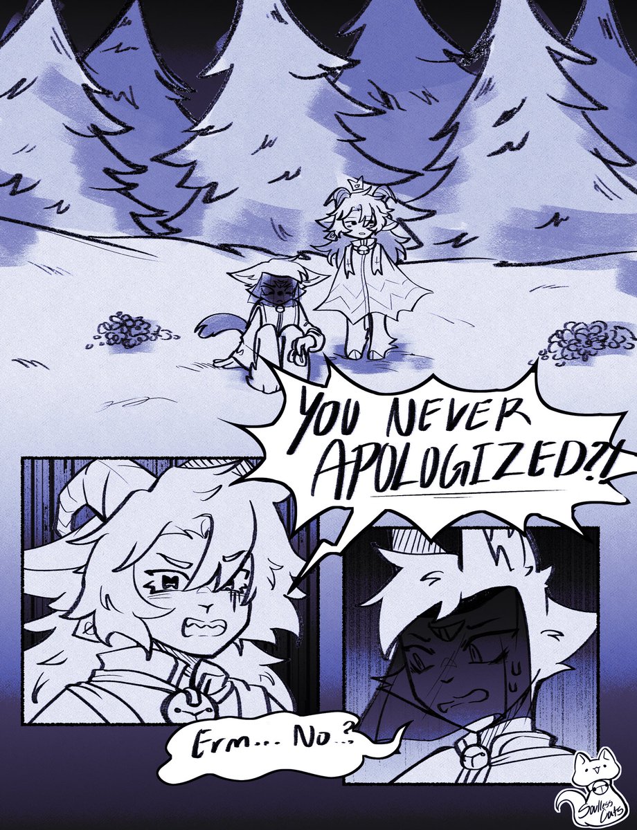 SoullessCats's tweet photo. 6/10 of the comic i was working on…kinda lost motivation/left it for too long. Maybe ill pick it up later? But dunno…so heres this!

#cotl #cotlfanart #cotlgoat #cotlnarinder #cultofthelamb #CultoftheLambArt #goat #cultofthelambgoat #cultofthelambcomic https://t.co/yQSPhgfEge