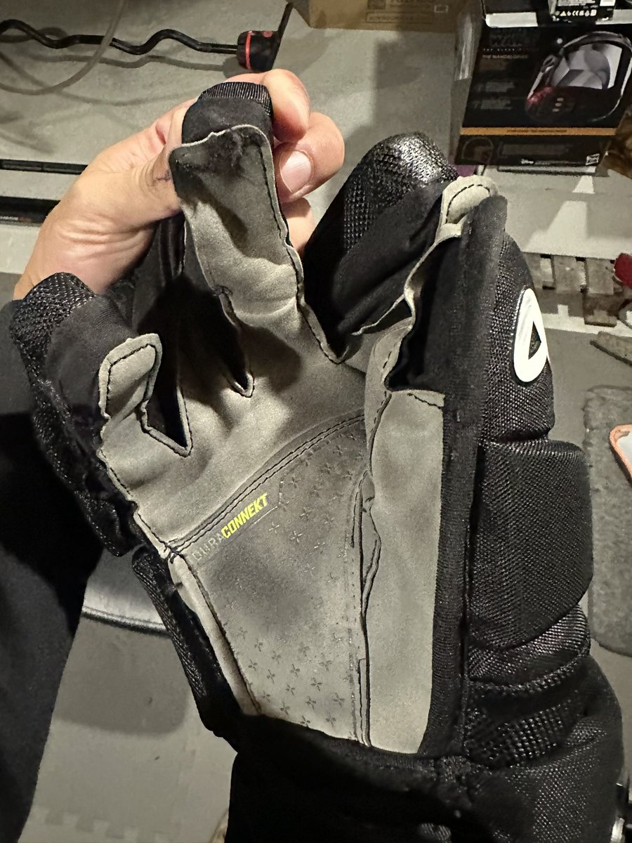 Hutt10S's tweet photo. Disappointed with my new high-priced @BauerHockey supreme mach gloves. Manufacturing-stitching defects surfaced quickly, yet they refuses to take any responsibility. Not the quality or commitment I expected from a premium brand #Hockey #CustomerServiceFail #BauerHockey #DoNotBuy https://t.co/8lSETXHOcQ