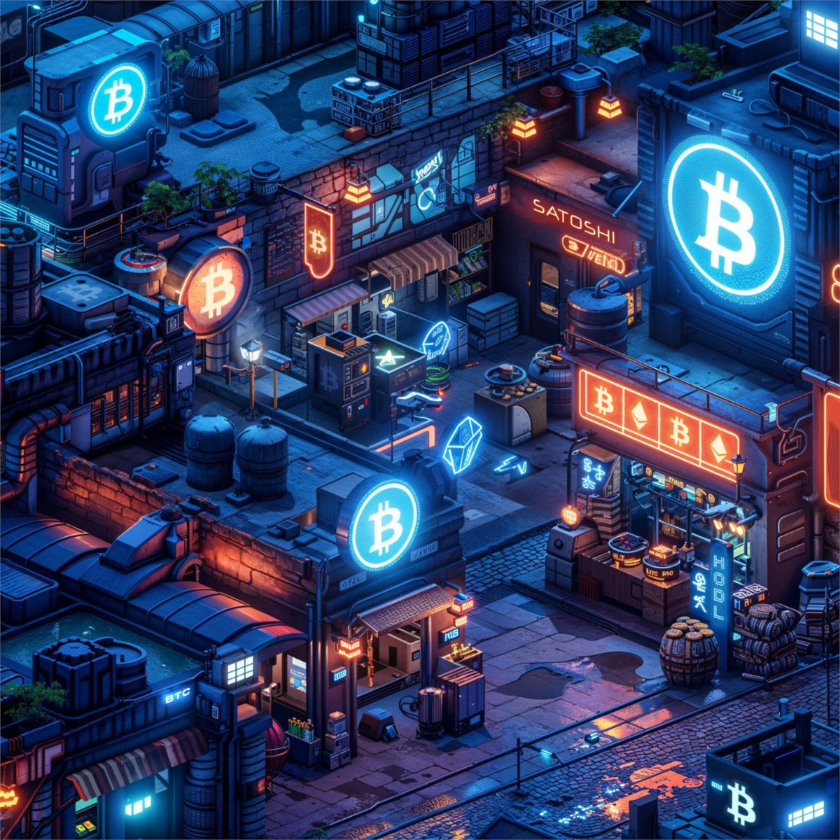 cryptocom's tweet image. This night market accepts crypto. Can you find all the hidden tokens as you grab a bite? #CROFam #CoinHunt