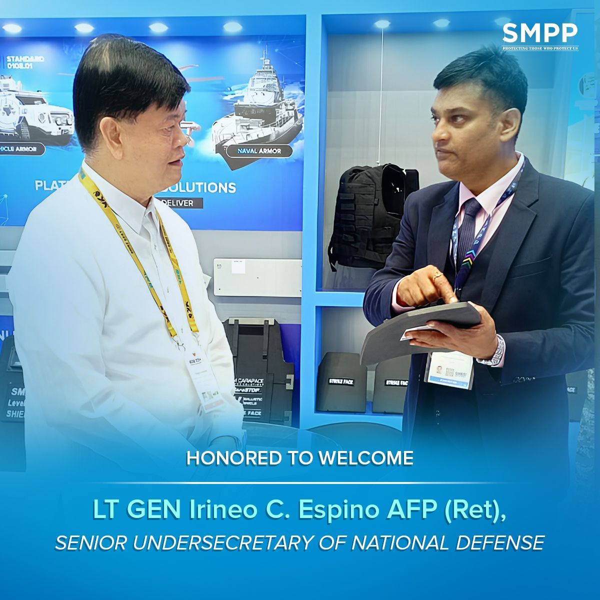 SMPPDEFENSE's tweet image. We were honored to welcome 𝗟𝗧 𝗚𝗘𝗡 𝗜𝗿𝗶𝗻𝗲𝗼 𝗖. 𝗘𝘀𝗽𝗶𝗻𝗼 𝗔𝗙𝗣 (𝗥𝗲𝘁), 𝗦𝗲𝗻𝗶𝗼𝗿 𝗨𝗻𝗱𝗲𝗿𝘀𝗲𝗰𝗿𝗲𝘁𝗮𝗿𝘆 𝗼𝗳 𝗡𝗮𝘁𝗶𝗼𝗻𝗮𝗹 𝗗𝗲𝗳𝗲𝗻𝘀𝗲 , at our booth during ADAS 2024. Our discussions were truly insightful.

#ADAS2024 #BallisticSolutions #Philippines