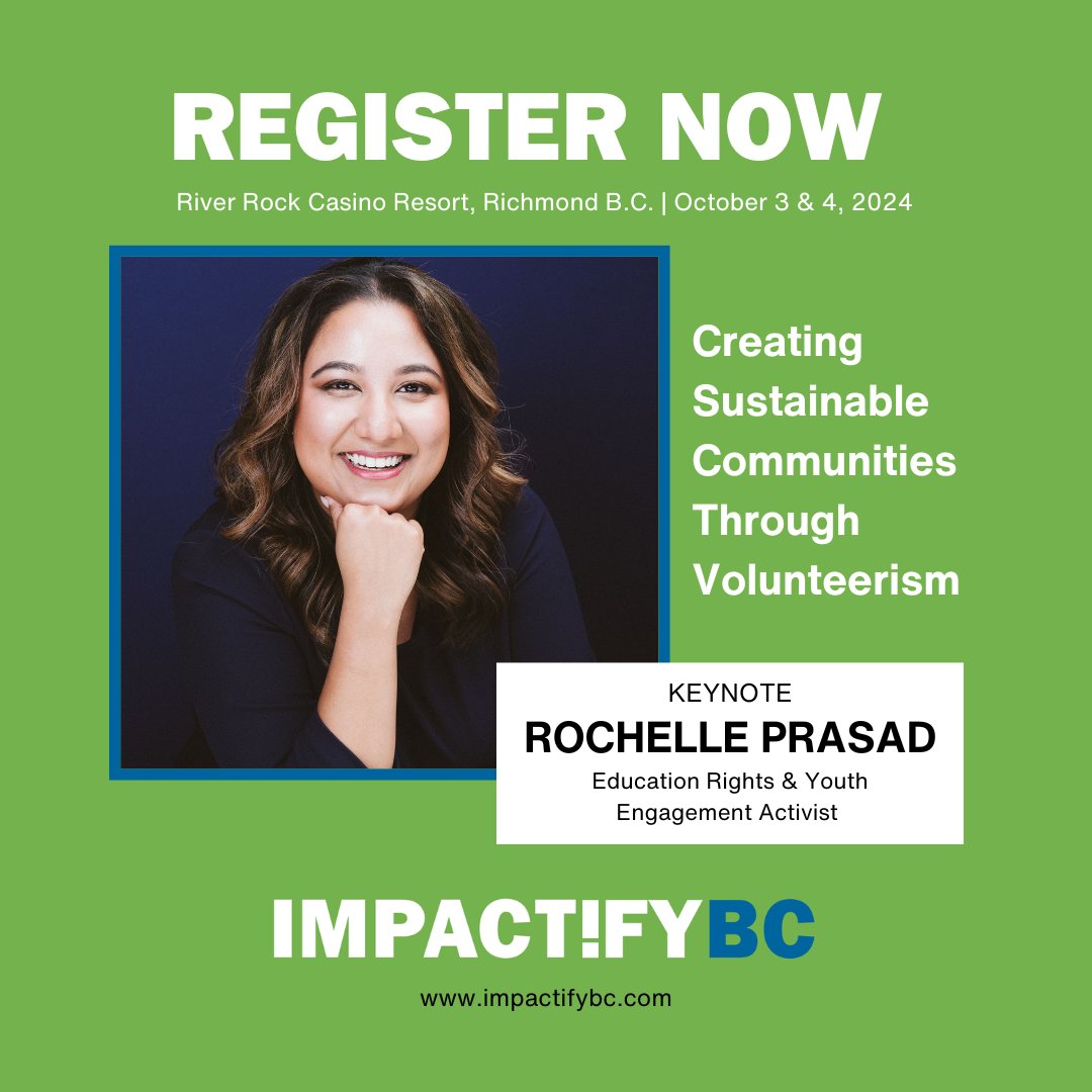 IMPACT!FY BC (@impactifybc) on Twitter photo It's not too late to get your ticket and see <a href="/PrasadRochelle/">Rochelle Prasad (she/her)</a>'s keynote at IMPACT!FY BC 2024! Register now to explore how you can utilize your uniqueness to give back, amplify your impact, and engage the next generation.
Attend the session: impactifybc.com/register-now #IMPACTIFYBC It's not too late to get your ticket and see <a href="/PrasadRochelle/">Rochelle Prasad (she/her)</a>'s keynote at IMPACT!FY BC 2024! Register now to explore how you can utilize your uniqueness to give back, amplify your impact, and engage the next generation.
Attend the session: impactifybc.com/register-now #IMPACTIFYBC
